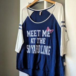 Football 3/4 Sleeve Navy Tee Size 3X